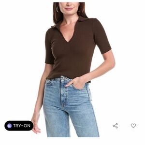 BLACK Cotton Citizen Ribbed V-Neck Women's Top